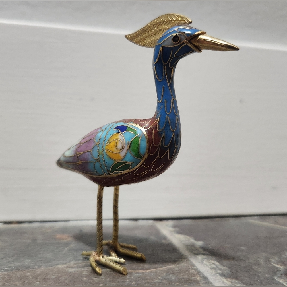 Vintage Cloissoné Bird Figurine